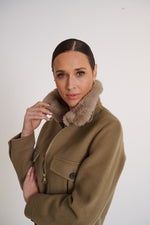 Load image into Gallery viewer, Lucia Wool Cropped Jacket Khaki