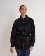 Load image into Gallery viewer, Lyra Shacket Black & Rust Plaid