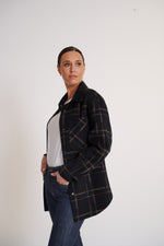 Load image into Gallery viewer, Lyra Shacket Black & Rust Plaid