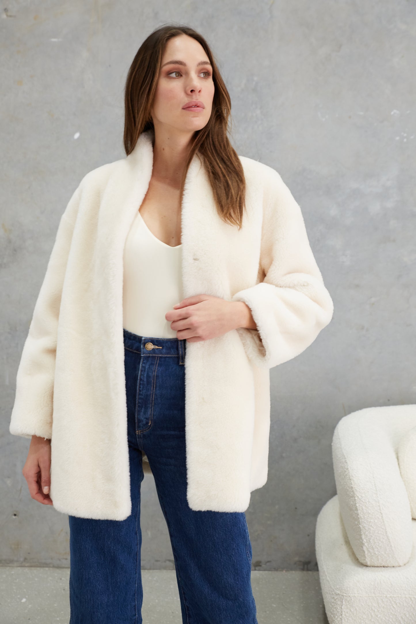 Matilda Wool Teddy Coat  Winter White