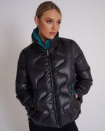 Load image into Gallery viewer, Astrid Down Puffer Jacket Black Green