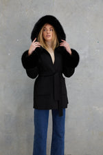 Load image into Gallery viewer, Phoenix Wool Faux Fur Hood Jacket Onyx