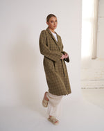 Load image into Gallery viewer, Celine Wool Coat Khaki Check