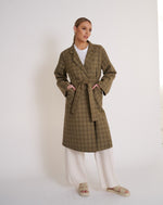 Load image into Gallery viewer, Celine Wool Coat Khaki Check