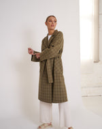 Load image into Gallery viewer, Celine Wool Coat Khaki Check