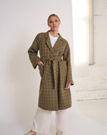 Load image into Gallery viewer, Celine Wool Coat Khaki Check
