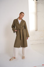 Load image into Gallery viewer, Celine Wool Coat Khaki Check