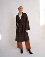 Load image into Gallery viewer, Celine Wool Coat Olive Check
