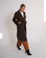 Load image into Gallery viewer, Celine Wool Coat Olive Check