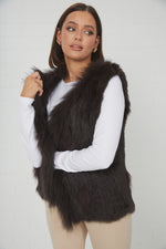 Load image into Gallery viewer, Lady Luxe Fur Vest Chocolate