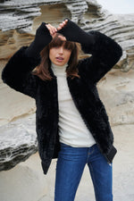 Load image into Gallery viewer, Faux Fur Bomber Black