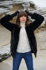 Load image into Gallery viewer, Faux Fur Bomber Black