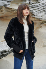 Load image into Gallery viewer, Faux Fur Bomber Black