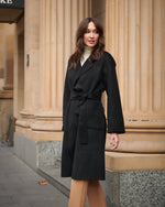 Load image into Gallery viewer, Celine Wool Coat Black