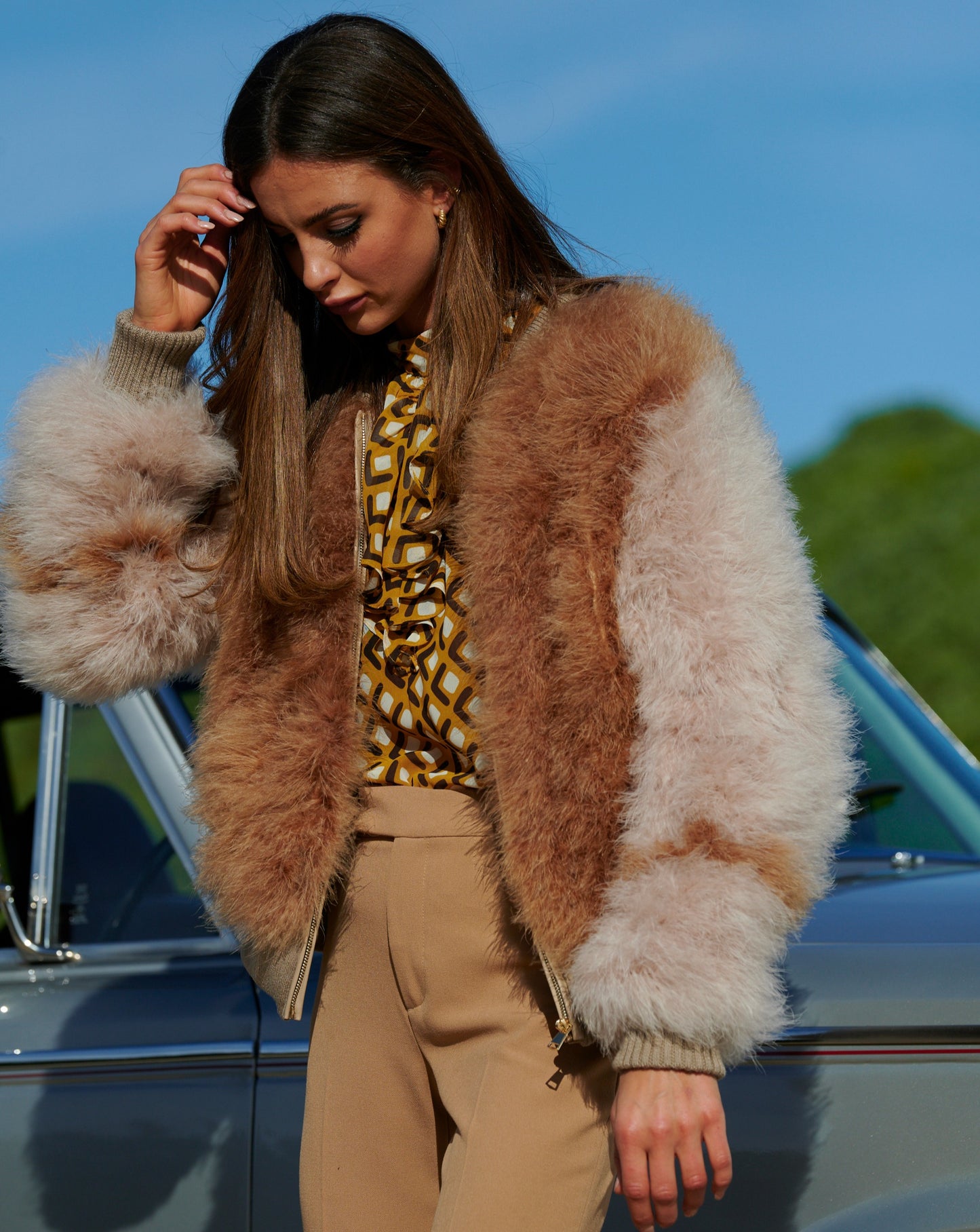 Kitty Bomber Camel & blush