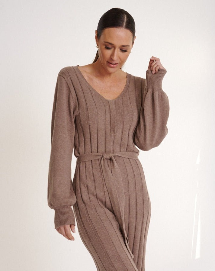 Arabella Knit Dress Taupe Arabella Knit Dress Taupe