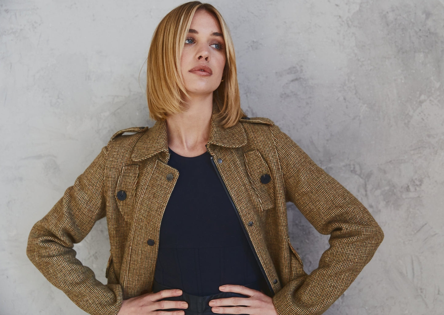 Harper Coat Camel Grid