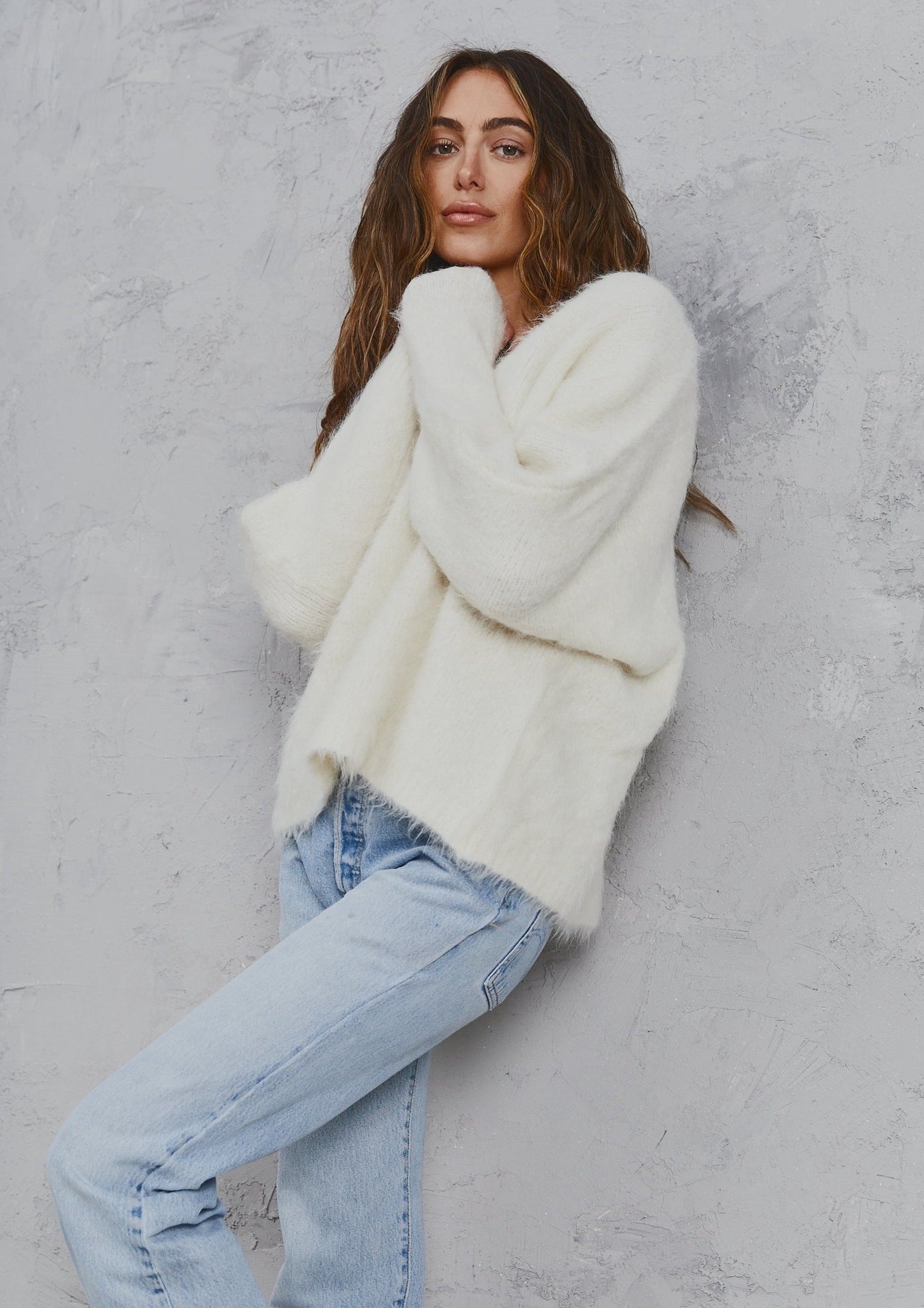 Elora Alpaca Knit Bone White
