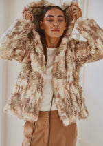 Load image into Gallery viewer, Lady Luxe Furs drawstring Jacket Multi beige