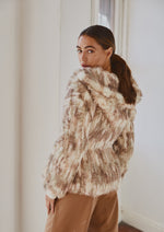 Load image into Gallery viewer, Lady Luxe Furs drawstring Jacket Multi beige