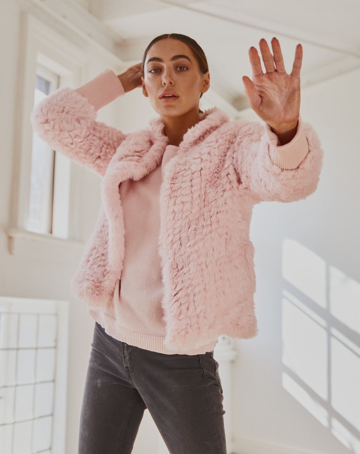 Faux Fur Jacket Pink