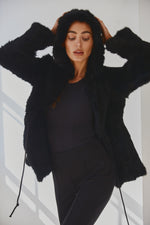 Load image into Gallery viewer, Lady Luxe Furs drawstring Jacket Black
