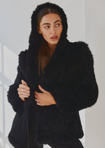 Load image into Gallery viewer, Lady Luxe Furs drawstring Jacket Black