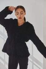 Load image into Gallery viewer, Lady Luxe Furs drawstring Jacket Black