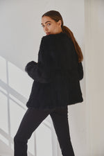 Load image into Gallery viewer, Lady Luxe Furs drawstring Jacket Black