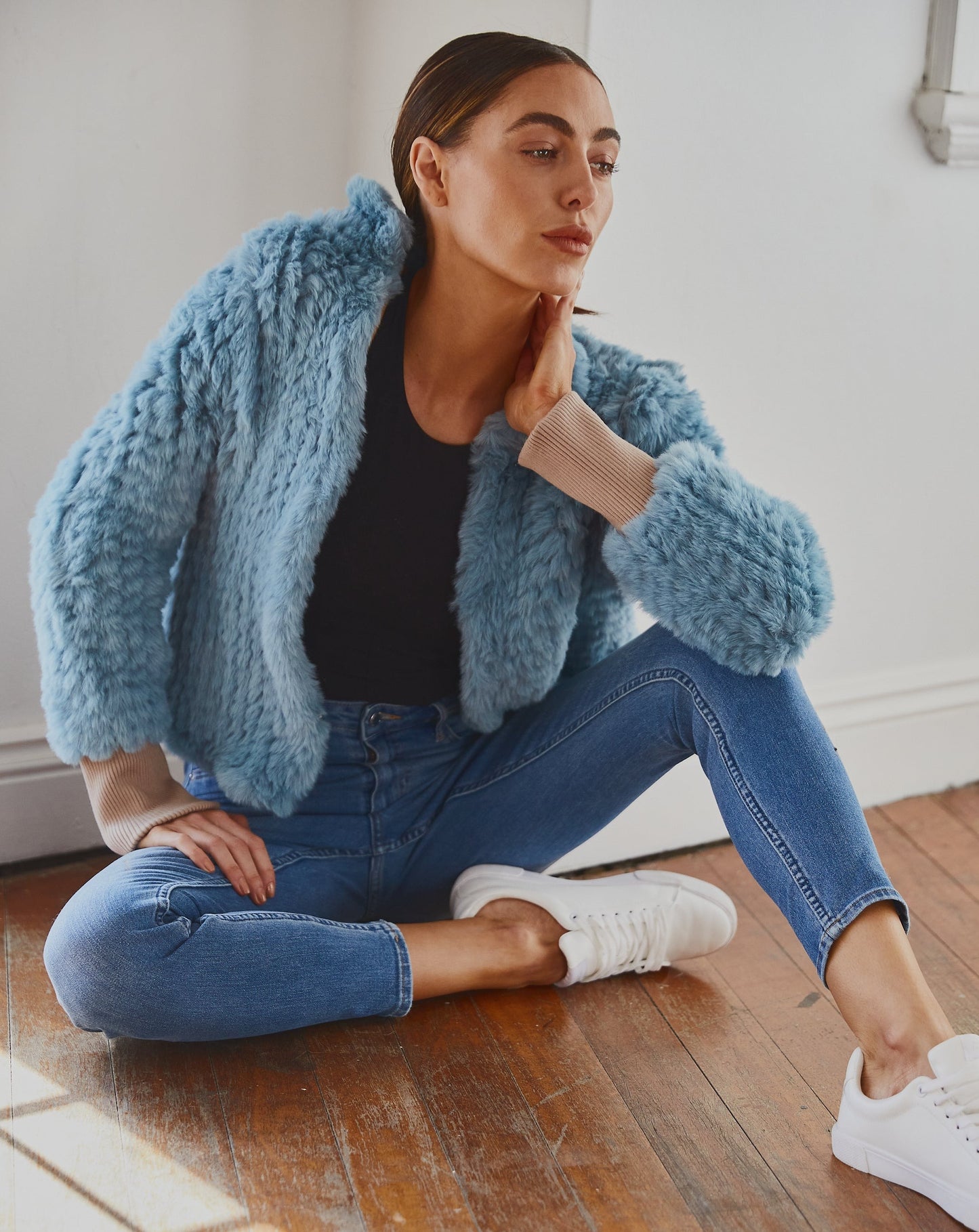 Faux Fur Jacket Teal