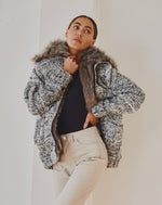 Load image into Gallery viewer, Faux Fur Bomber Black Multi