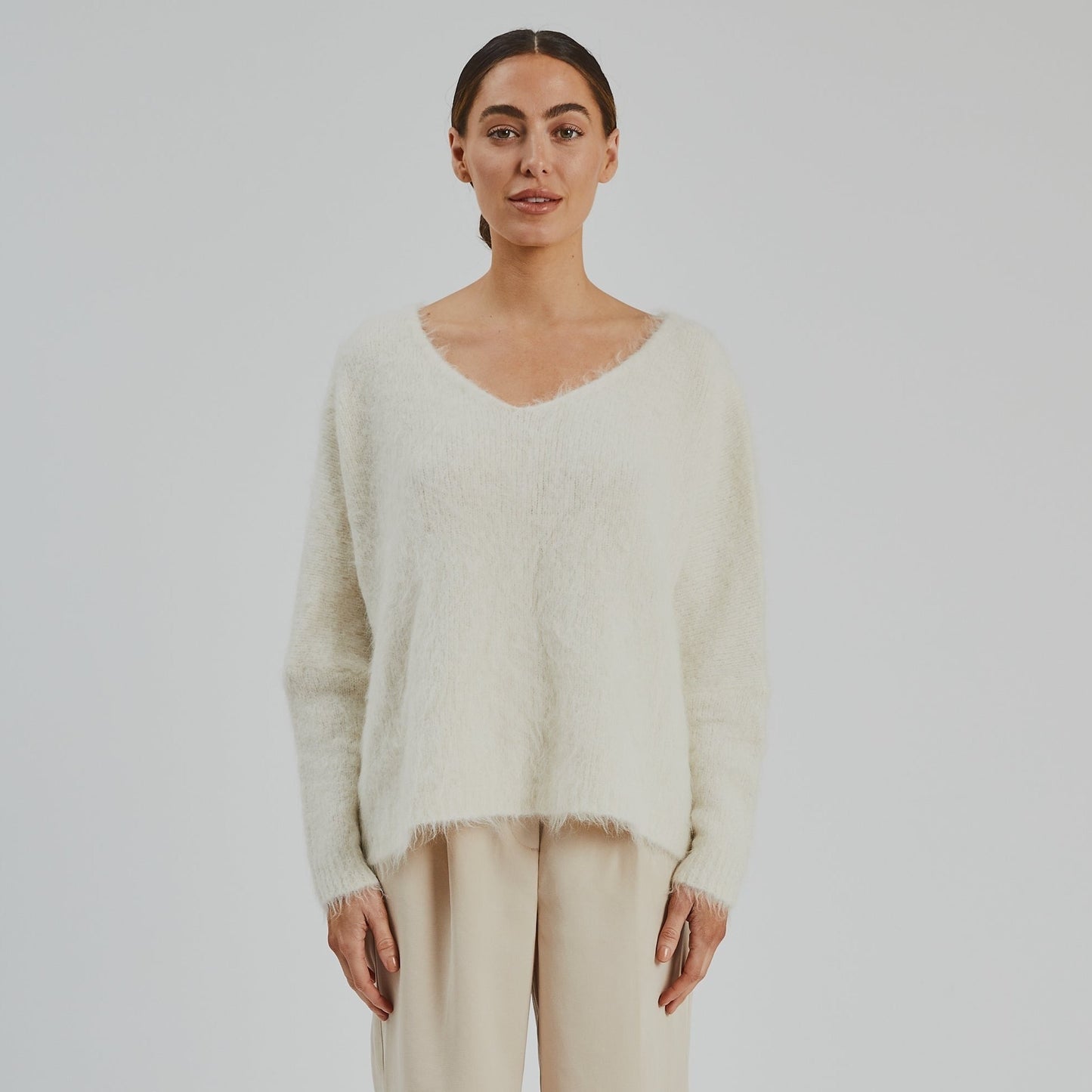 Elora Alpaca Knit Bone White