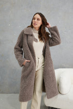 Load image into Gallery viewer, Annika Wool Teddy Coat  Mushroom
