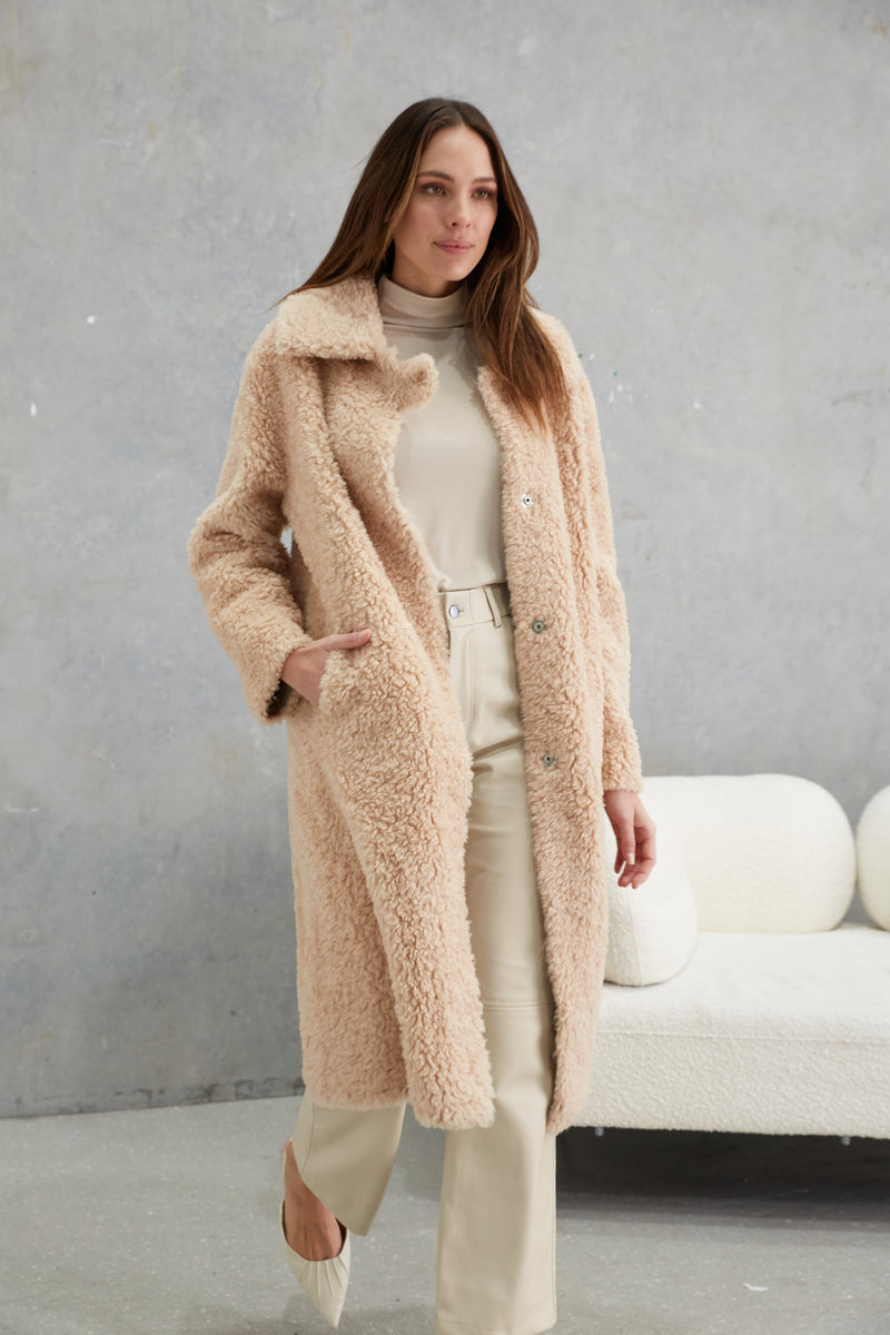 Annika Wool Teddy Coat Sand – Birds of a Feather Couture