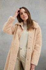 Load image into Gallery viewer, Annika Wool Teddy Coat  Sand
