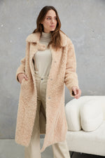 Load image into Gallery viewer, Annika Wool Teddy Coat  Sand
