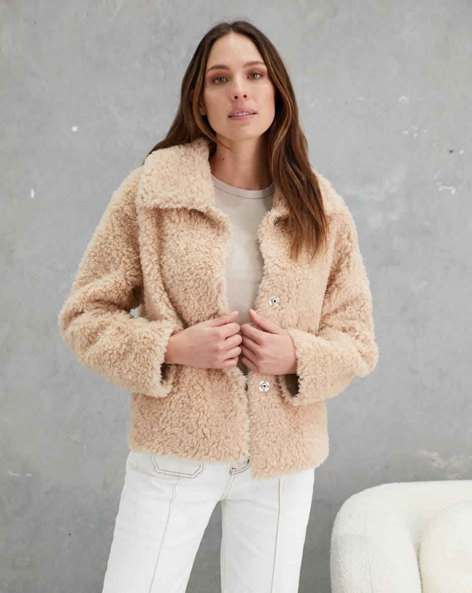Kira Wool Teddy Jacket Sand – Birds of a Feather Couture