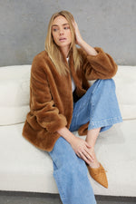 Load image into Gallery viewer, Matilda Wool Teddy Coat  Cinnamon
