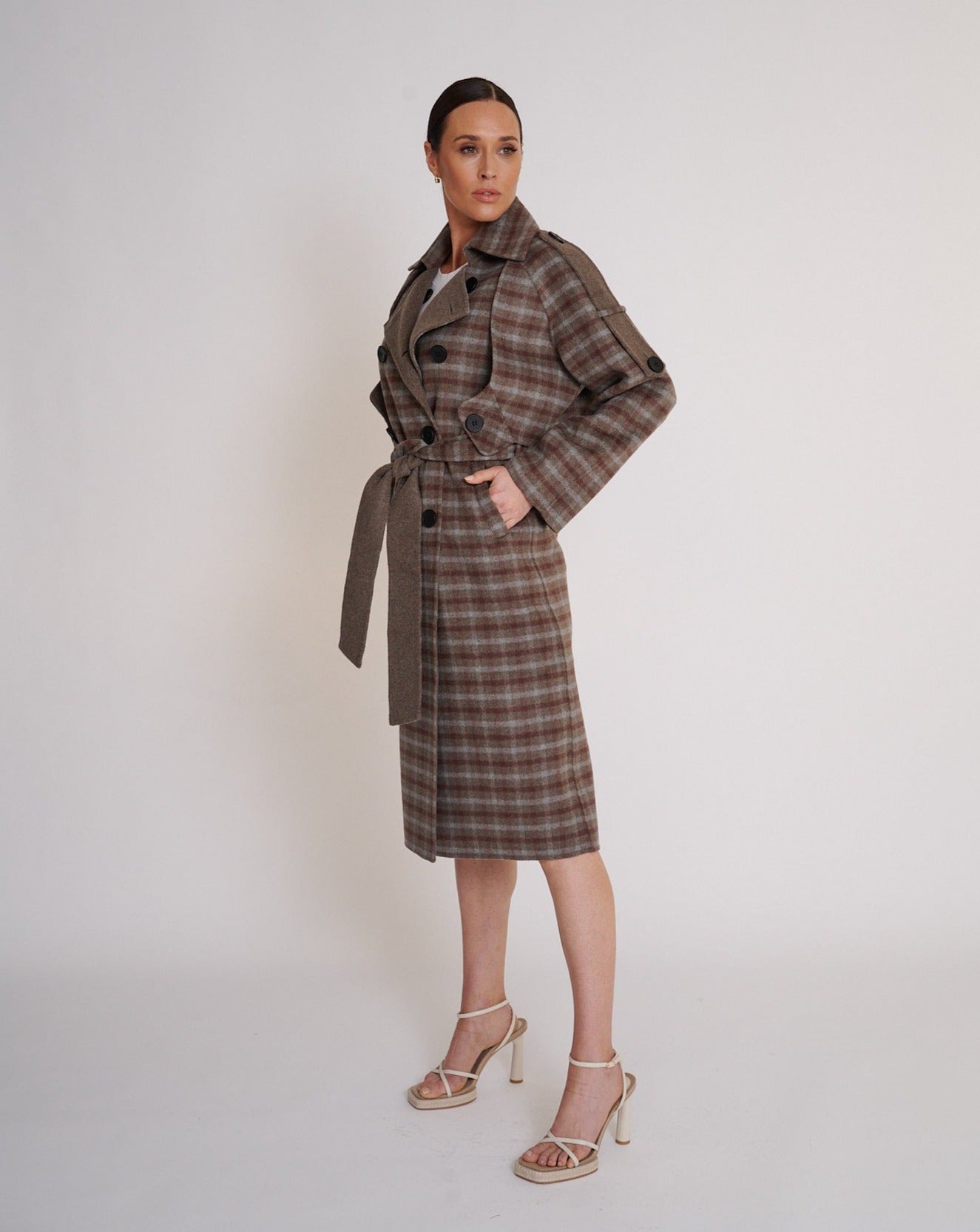 Josie Wool Coat Fawn Plaid