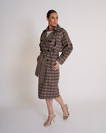 Load image into Gallery viewer, Josie Wool Coat Fawn Plaid
