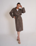 Load image into Gallery viewer, Josie Wool Coat Fawn Plaid
