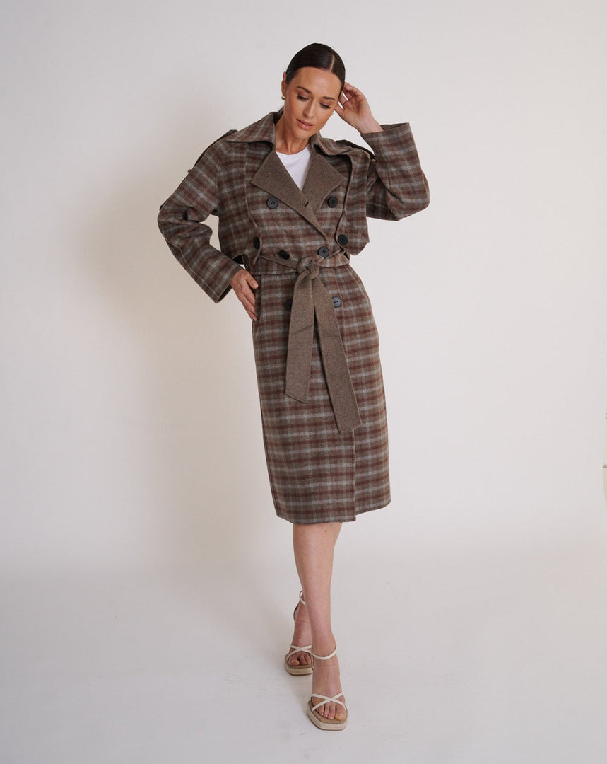 Josie Wool Coat Fawn Plaid
