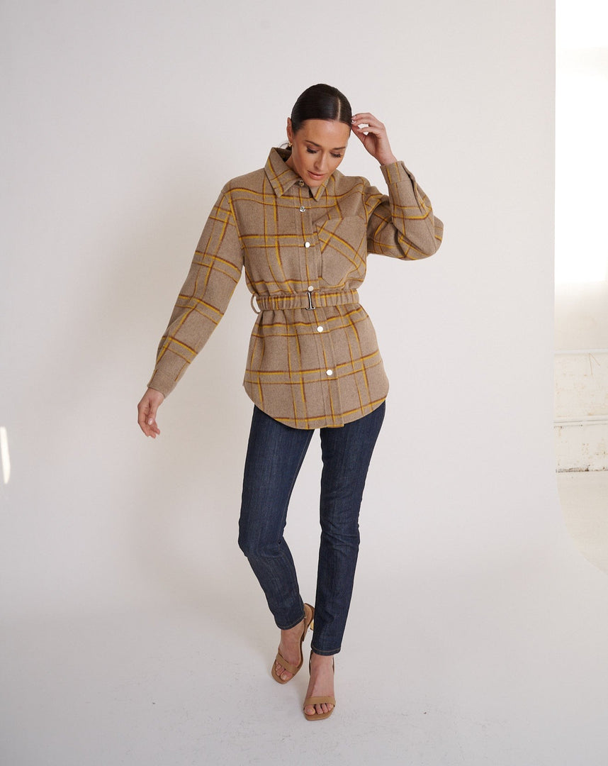 Lyra Shacket Beige & Lemon plaid