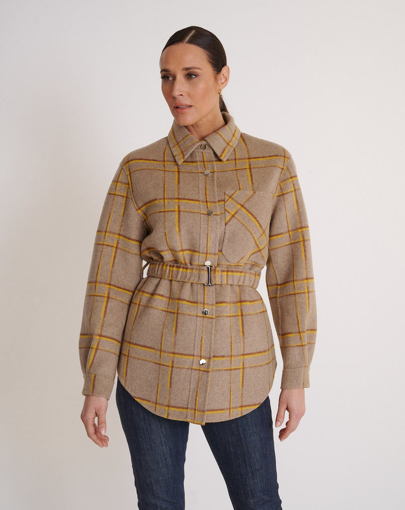 Lyra Shacket Beige & Lemon plaid