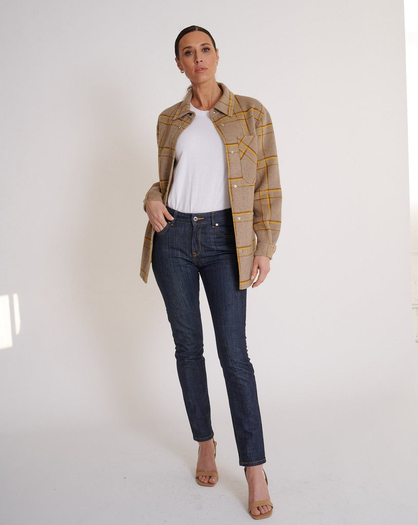 Lyra Shacket Beige & Lemon plaid
