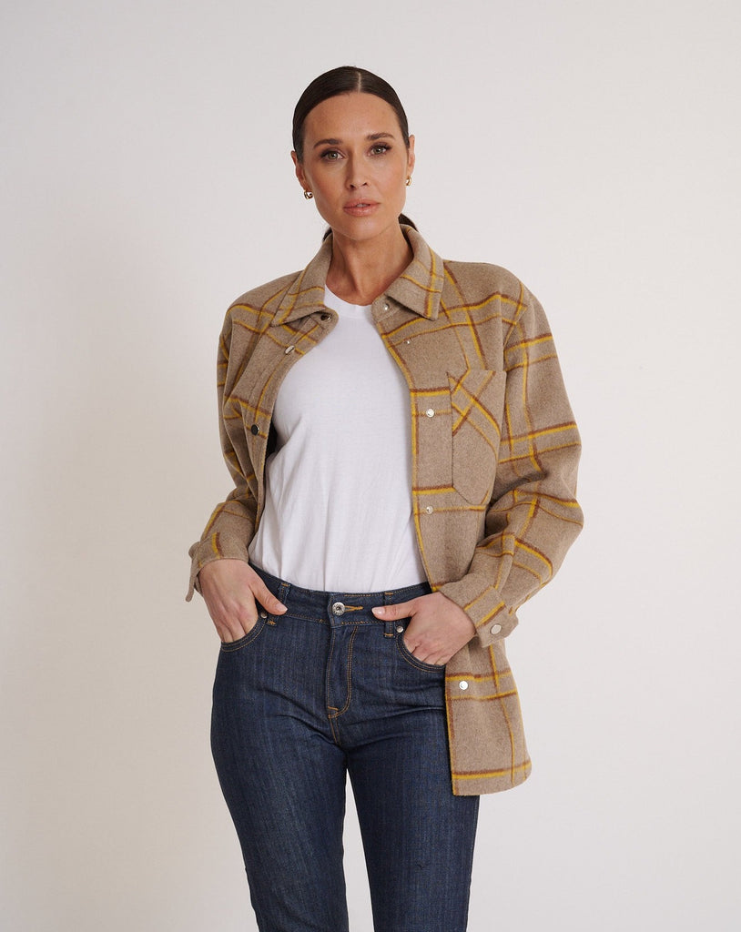 Lyra Shacket Beige & Lemon plaid