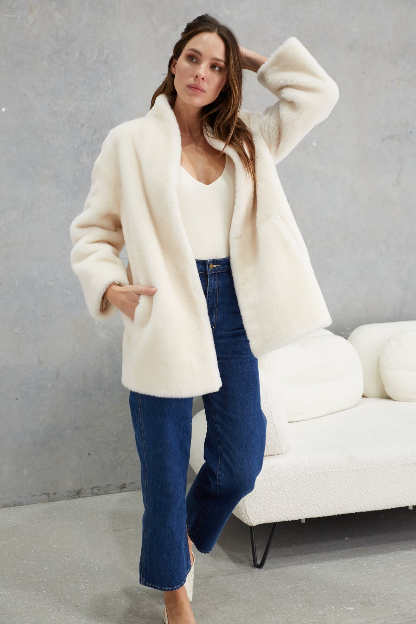 Matilda Wool Teddy Coat  Winter White