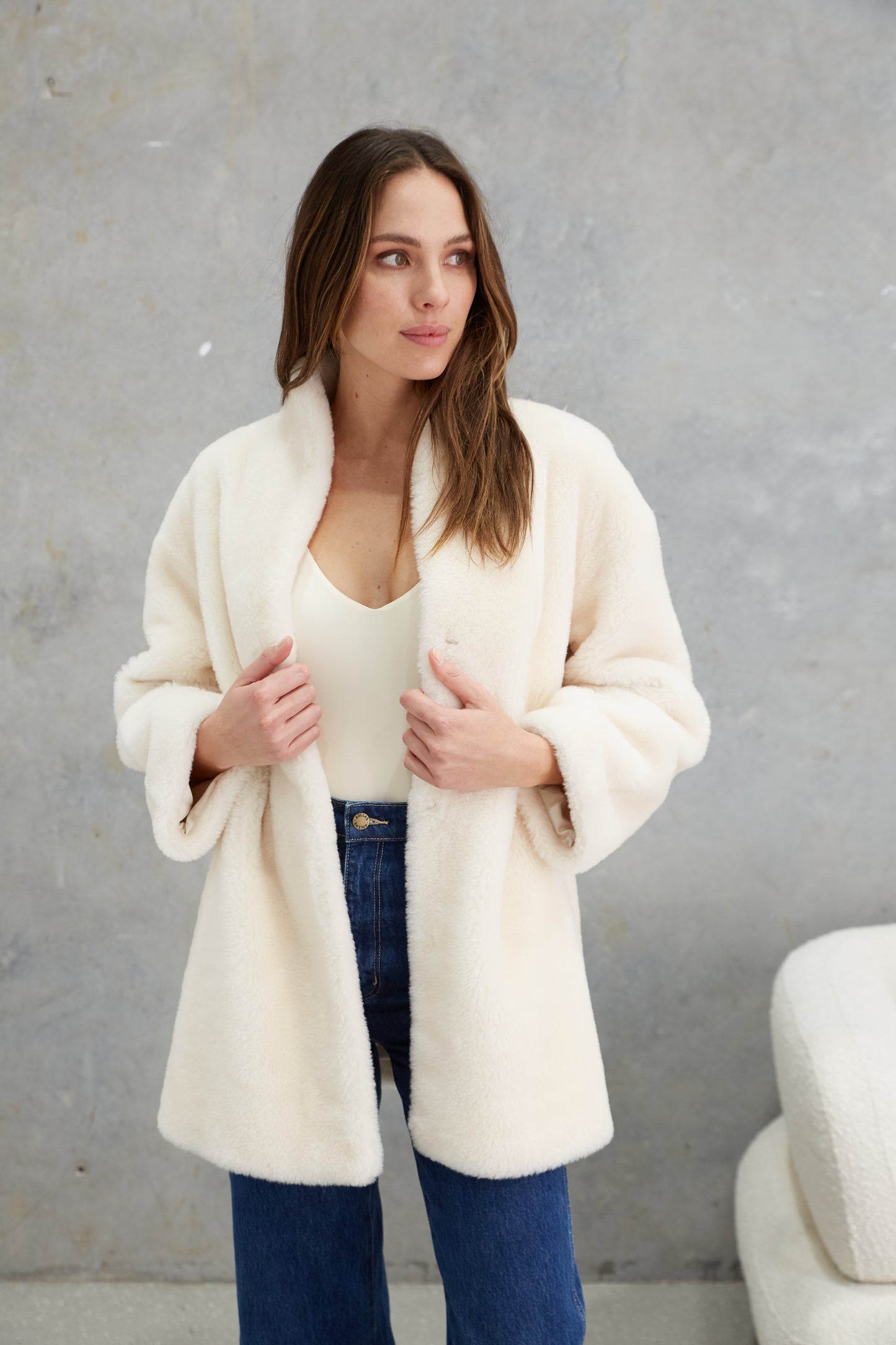 Matilda Wool Teddy Coat  Winter White