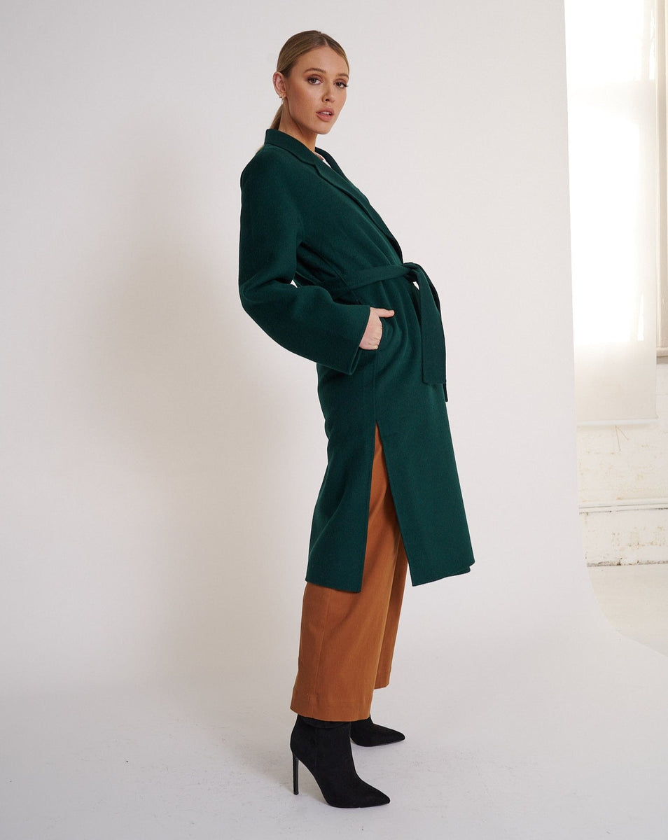 Nora Wool Coat Dark Emerald – Birds of a Feather Couture