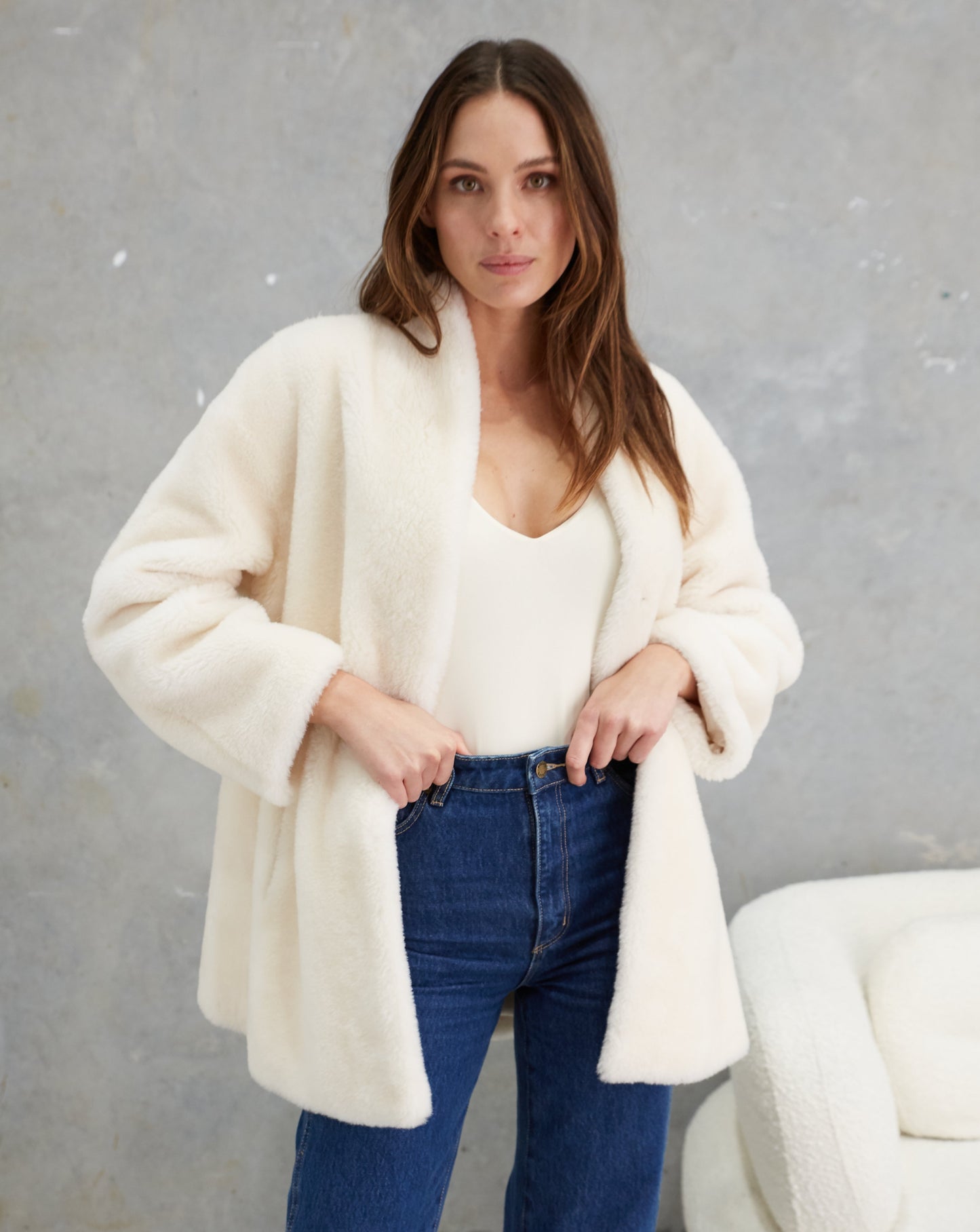 Matilda Wool Teddy Coat  Winter White